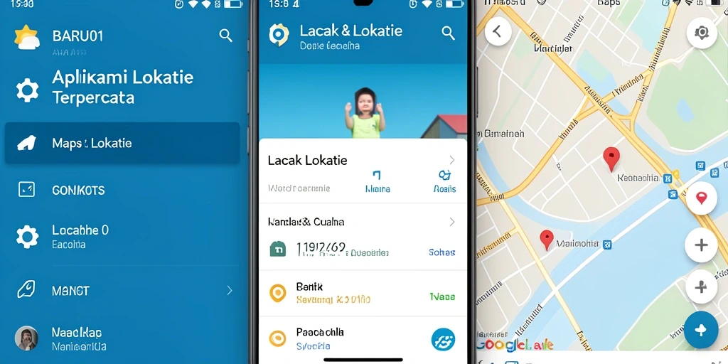 Antarmuka aplikasi BARU01 yang menampilkan fungsi lacak lokasi.