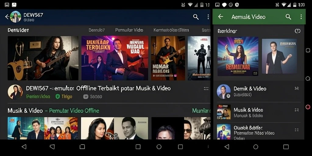 Tampilan antarmuka DEWI567 yang ramah pengguna dan fungsi Pemutar Video Offline.