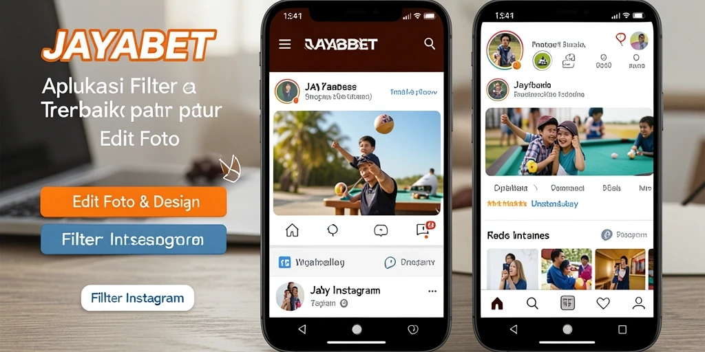 Antarmuka JAYABET menampilkan filter Instagram yang menarik dan fungsional.