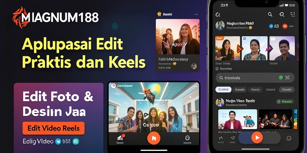 Tampilan antarmuka MAGNUM188 dengan fungsi Edit Video Reels yang menarik.
