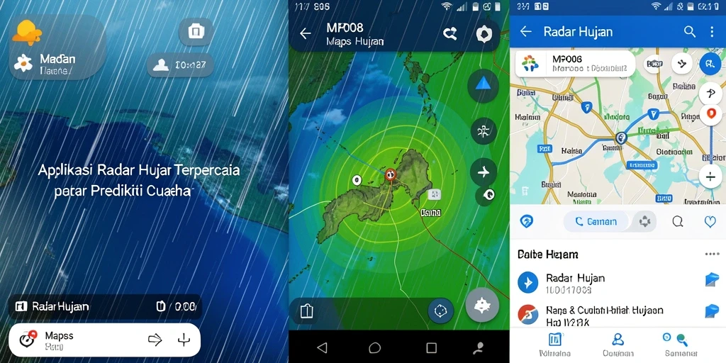 Tampilan antarmuka MPO08 yang menampilkan prediksi cuaca dan radar hujan.