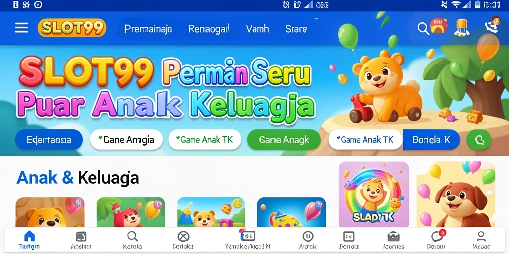 Tampilan antarmuka SLOT99 yang ceria dan menarik untuk anak-anak.