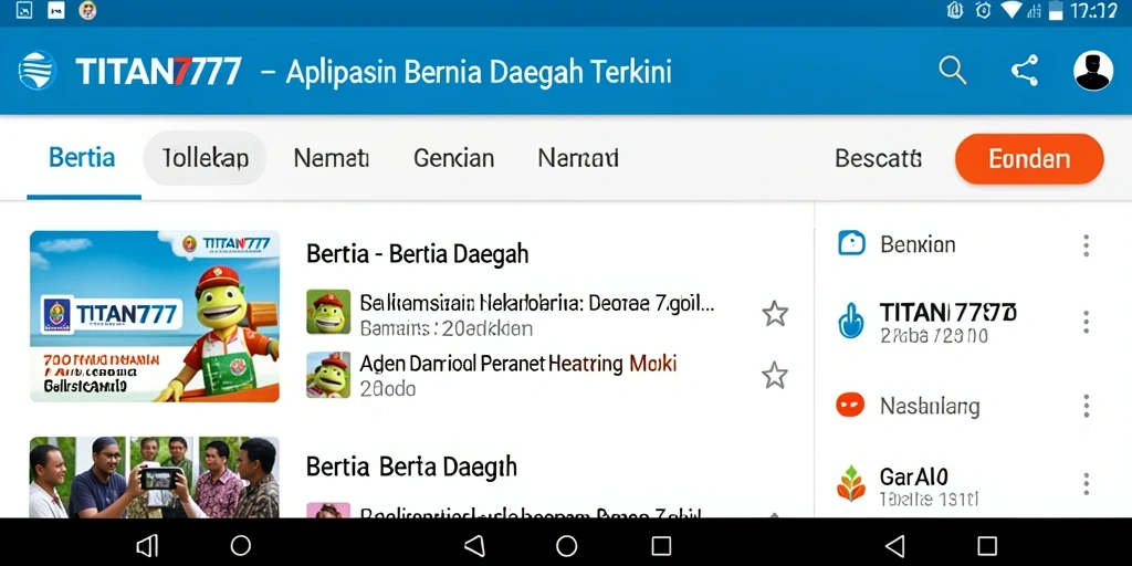 Tampilan antarmuka aplikasi Berita Daerah TITAN777 yang informatif dan menarik.